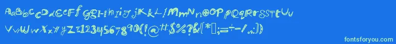 Manikmanik Font – Green Fonts on Blue Background