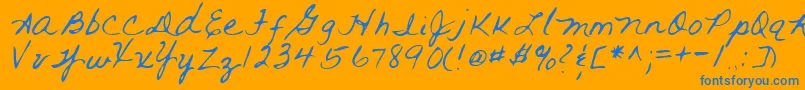 RaiRegular-Schriftart – Blaue Schriften auf orangefarbenem Hintergrund