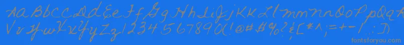 RaiRegular-Schriftart – Graue Schriften auf blauem Hintergrund