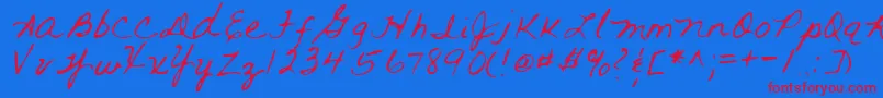 RaiRegular Font – Red Fonts on Blue Background