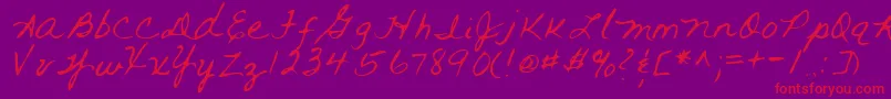 RaiRegular-Schriftart – Rote Schriften auf violettem Hintergrund