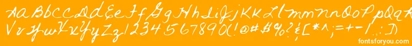 RaiRegular-Schriftart – Weiße Schriften auf orangefarbenem Hintergrund