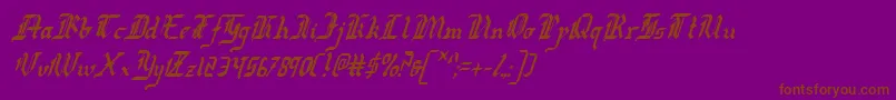 RedcoatCondensedItalic-Schriftart – Braune Schriften auf violettem Hintergrund