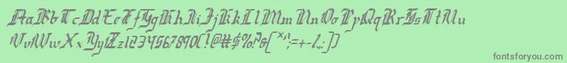 フォントRedcoatCondensedItalic – 緑の背景に灰色の文字