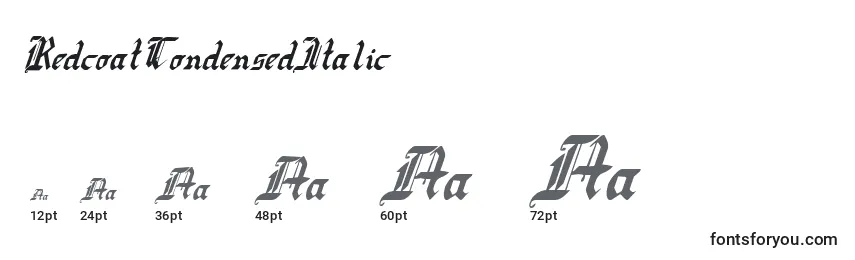 RedcoatCondensedItalic Font Sizes