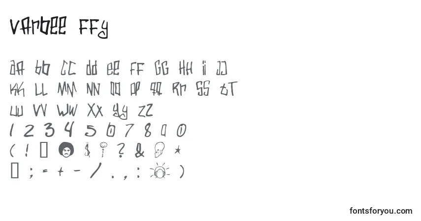 Czcionka Varbee ffy – alfabet, cyfry, specjalne znaki