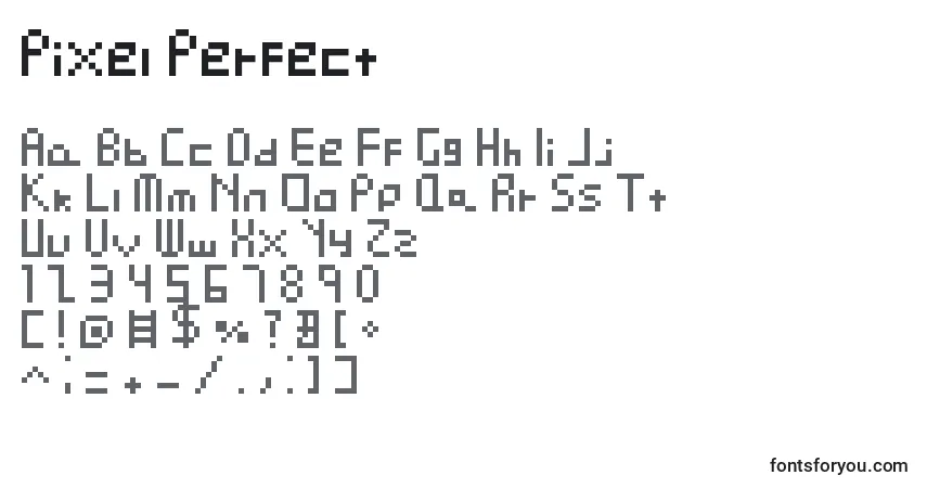 A fonte Pixel Perfect – alfabeto, números, caracteres especiais