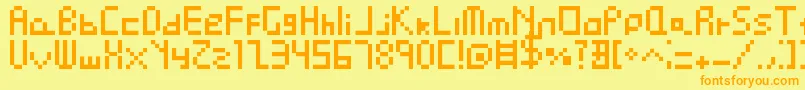 Pixel Perfect Font – Orange Fonts on Yellow Background