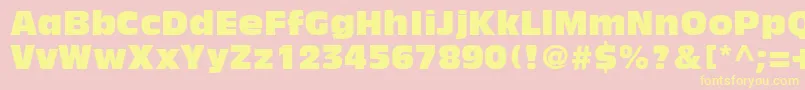 AntiqueOliveLtCompact-Schriftart – Gelbe Schriften auf rosa Hintergrund