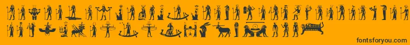 Egyptiandeities Font – Black Fonts on Orange Background