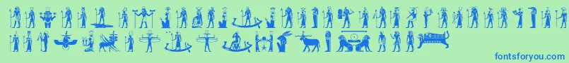 フォントEgyptiandeities – 青い文字は緑の背景です。