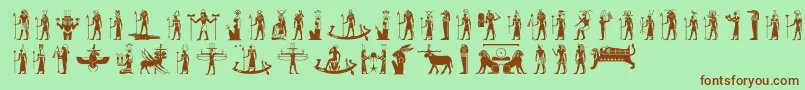 Egyptiandeities-Schriftart – Braune Schriften auf grünem Hintergrund