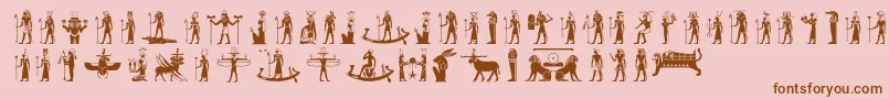 Egyptiandeities-Schriftart – Braune Schriften auf rosa Hintergrund