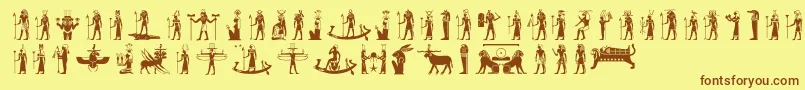 Czcionka Egyptiandeities – brązowe czcionki na żółtym tle