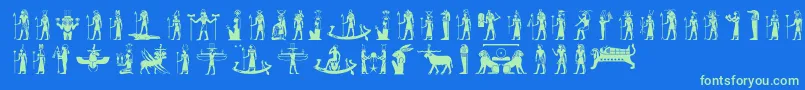 Egyptiandeities-fontti – vihreät fontit sinisellä taustalla