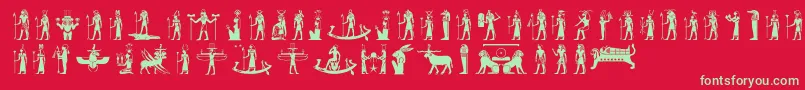 フォントEgyptiandeities – 赤い背景に緑の文字