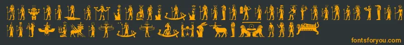 Egyptiandeities Font – Orange Fonts on Black Background