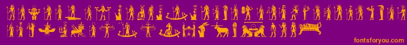 Egyptiandeities-fontti – oranssit fontit violetilla taustalla