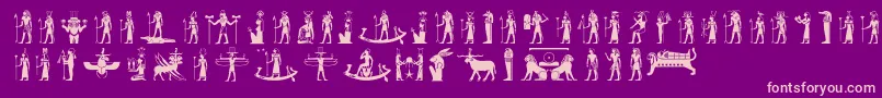 Egyptiandeities-Schriftart – Rosa Schriften auf violettem Hintergrund