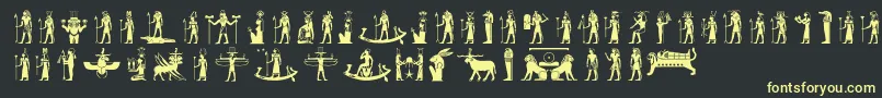 フォントEgyptiandeities – 黒い背景に黄色の文字