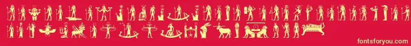 Egyptiandeities Font – Yellow Fonts on Red Background