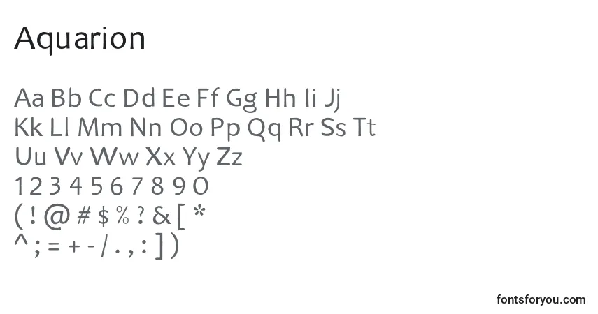 Czcionka Aquarion – alfabet, cyfry, specjalne znaki