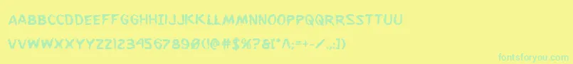 フォントFlesheatingbold – 黄色い背景に緑の文字