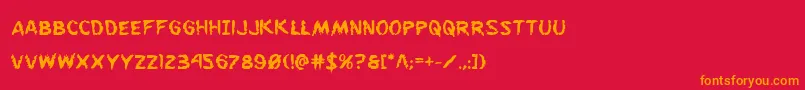 フォントFlesheatingbold – 赤い背景にオレンジの文字