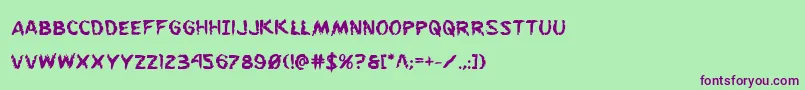 フォントFlesheatingbold – 緑の背景に紫のフォント