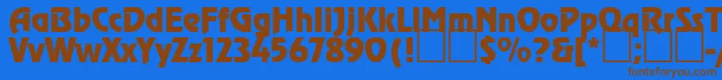 フォントRenfrew – 茶色の文字が青い背景にあります。
