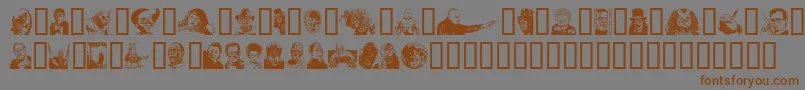 フォントMonsp – 茶色の文字が灰色の背景にあります。