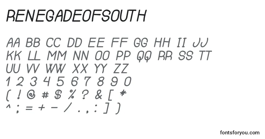 Schriftart RenegadeOfSouth – Alphabet, Zahlen, spezielle Symbole