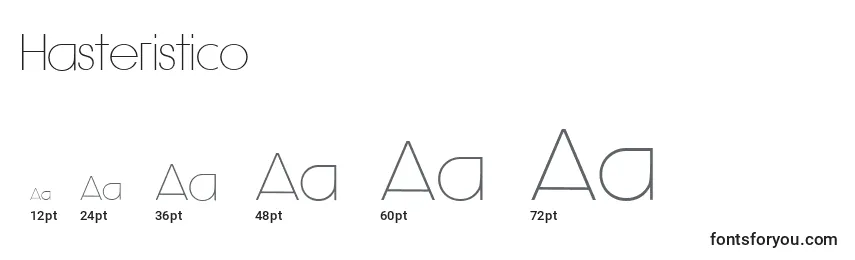 Размеры шрифта Hasteristico