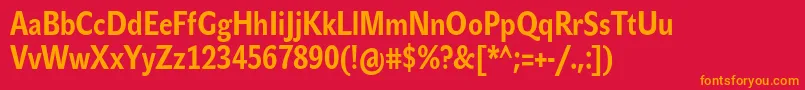 フォントJohnsanscondTextProBold – 赤い背景にオレンジの文字