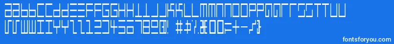 EppsEvansNarrowLight-Schriftart – Weiße Schriften auf blauem Hintergrund