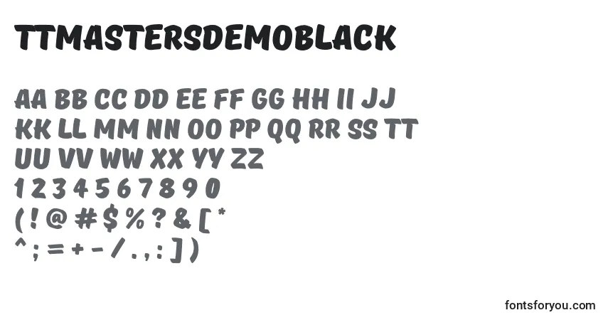 Czcionka TtMastersDemoBlack – alfabet, cyfry, specjalne znaki