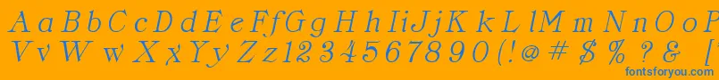 CordellaItalic-Schriftart – Blaue Schriften auf orangefarbenem Hintergrund