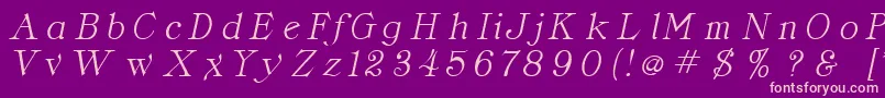 CordellaItalic-fontti – vaaleanpunaiset fontit violetilla taustalla