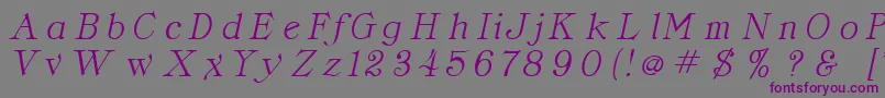 フォントCordellaItalic – 紫色のフォント、灰色の背景