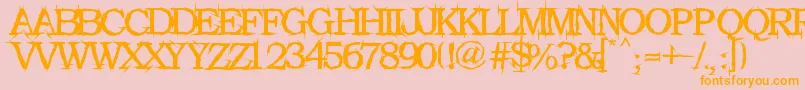 Gekrazze-Schriftart – Orangefarbene Schriften auf rosa Hintergrund