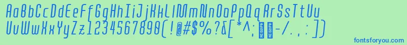QuotaRegularitaliccond. Font – Blue Fonts on Green Background