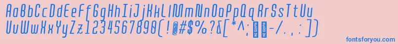 QuotaRegularitaliccond. Font – Blue Fonts on Pink Background