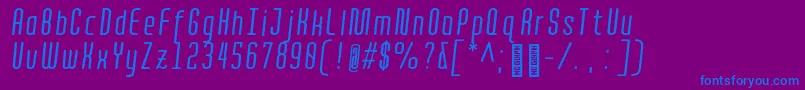フォントQuotaRegularitaliccond. – 紫色の背景に青い文字