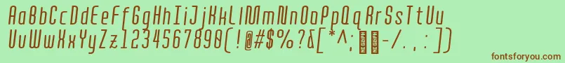 Шрифт QuotaRegularitaliccond. – коричневые шрифты на зелёном фоне