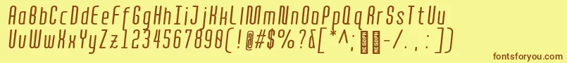 QuotaRegularitaliccond. Font – Brown Fonts on Yellow Background