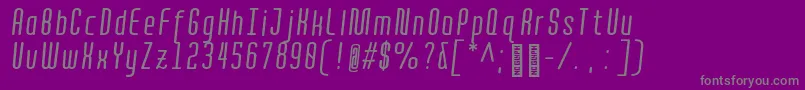 フォントQuotaRegularitaliccond. – 紫の背景に灰色の文字