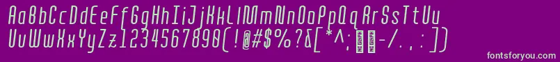 QuotaRegularitaliccond. Font – Green Fonts on Purple Background