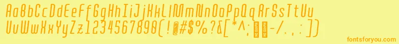 QuotaRegularitaliccond. Font – Orange Fonts on Yellow Background