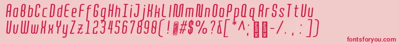 フォントQuotaRegularitaliccond. – ピンクの背景に赤い文字