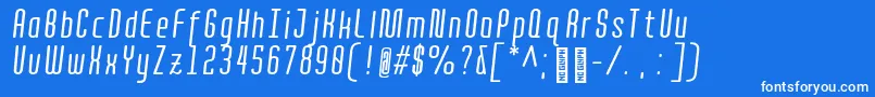 QuotaRegularitaliccond. Font – White Fonts on Blue Background